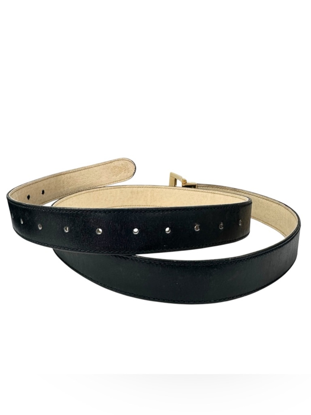 Gucci Black Leather & Silver Gold Engraved GG Belt - Picture 3 of 14